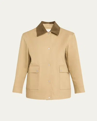 Vince Suede Collar Utility Snap Front Jacket Beachwood In Beachwood