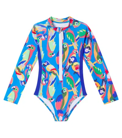 Roarsome Squawk The Parrot Rashguard Swimsuit In Blue