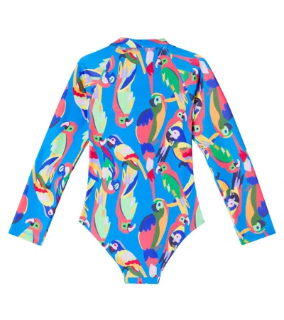 Roarsome Squawk The Parrot Rashguard Swimsuit In Blue