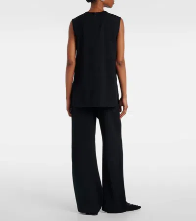 Totême Crew Neck Sleeveless Lightweight Fabric Top In Black