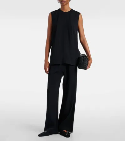 Totême Crew Neck Sleeveless Lightweight Fabric Top In Black