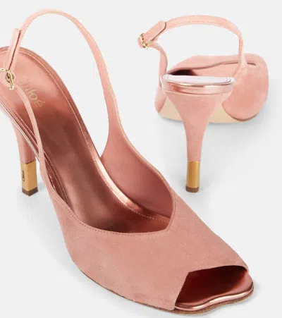 Chloé Heeled Flower Sandal In Pink