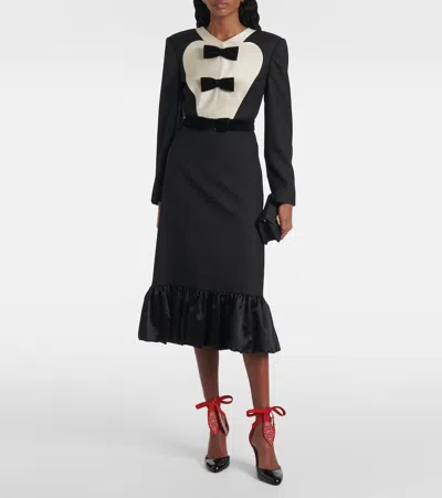 Valentino Black And Red Foliefoliage Décolleté In Black