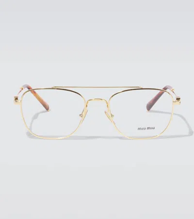 Miu Miu Aviator-brille In Gold