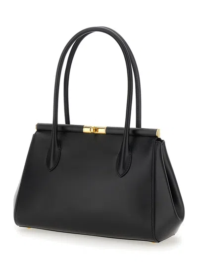 Dolce & Gabbana Women 'marlene Medium' Black Handbag With With Logo Embossed On The Back In Leather  In Black