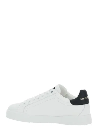 Dolce & Gabbana Portofino Logo-tag Leather Sneakers In White
