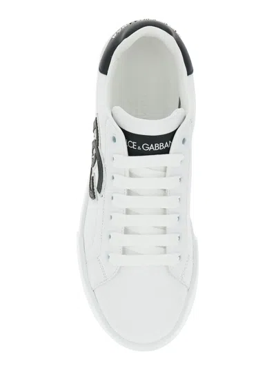 Dolce & Gabbana Portofino Logo-tag Leather Sneakers In White