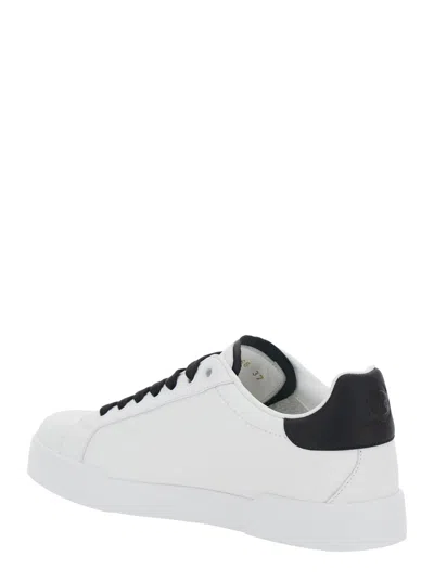 Dolce & Gabbana Portofino Leather Sneakers In White