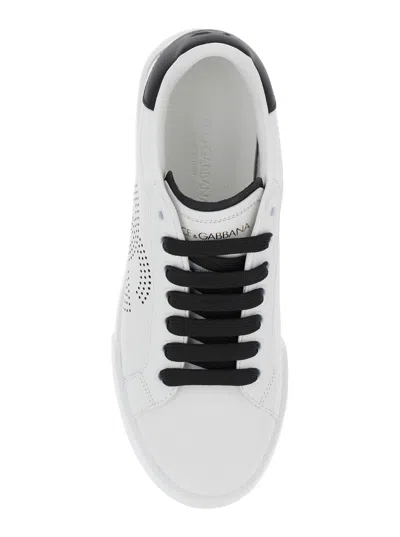 Dolce & Gabbana Portofino Leather Sneakers In White