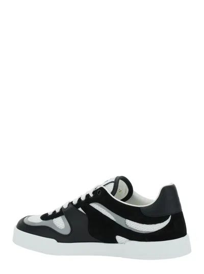 Dolce & Gabbana White And Black Portofino Light Sneakers