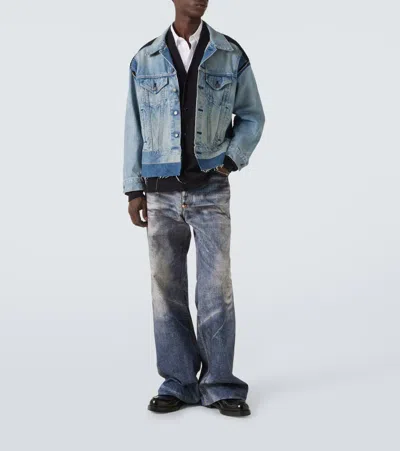 Junya Watanabe Denim Jacket With Cardigan In Blue