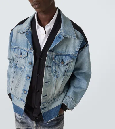 Junya Watanabe Denim Jacket With Cardigan In Blue