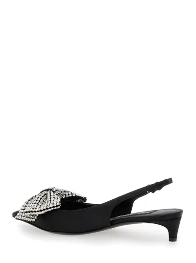 Dolce & Gabbana Satin Slingbacks With Rhinestone Embellishment In Multicolor