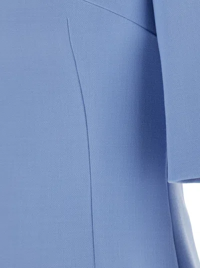 Dolce & Gabbana Light Blue Midi Fit And Flare Dress In Wool In Blue