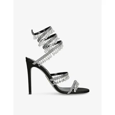 René Caovilla Chandelier 105 Rhinestone Embellished Sandals In Black
