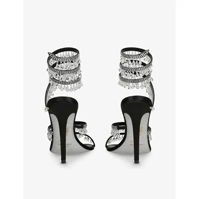 René Caovilla Chandelier 105 Rhinestone Embellished Sandals In Black