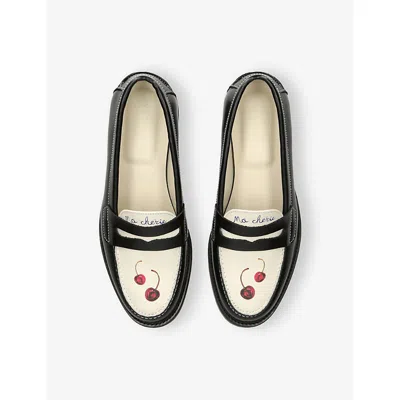 Duke & Dexter Leather Kiss Wilde Penny Loafers In Blk/white