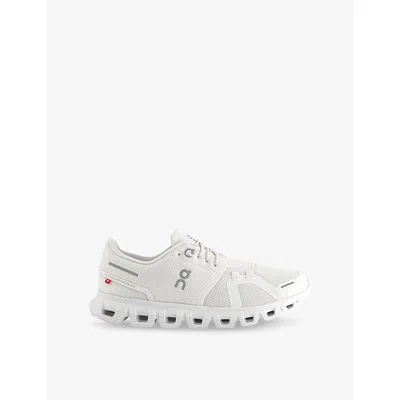 On -running Womens Undyed White White F Cloud 5 Mesh Low-top Trainers In White White F