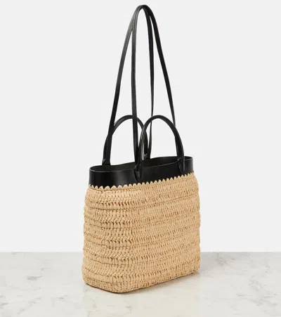Prada Women Small Crochet And Leather Tote Bag In Neutrals