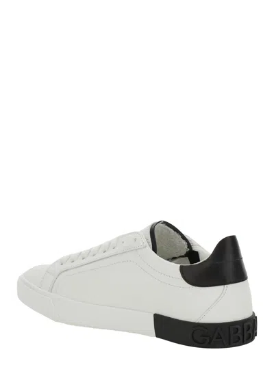 Dolce & Gabbana Women White Low Top Sneaker With Animal-motif Logo In Leather Woman In Multi