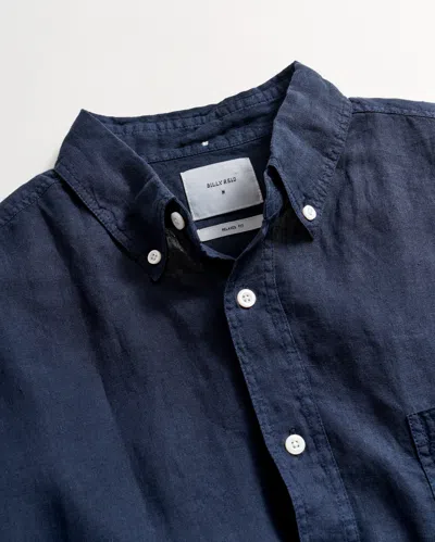 Billy Reid Tuscumbia Standard Fit Short Sleeve Linen Button-down Shirt In Blue