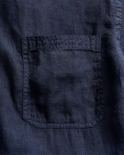 Billy Reid Tuscumbia Standard Fit Short Sleeve Linen Button-down Shirt In Blue