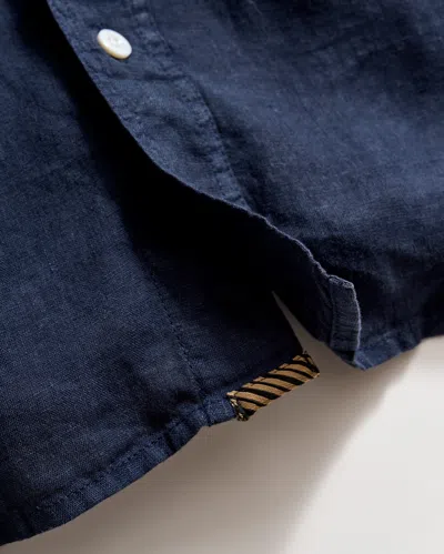 Billy Reid Tuscumbia Standard Fit Short Sleeve Linen Button-down Shirt In Blue
