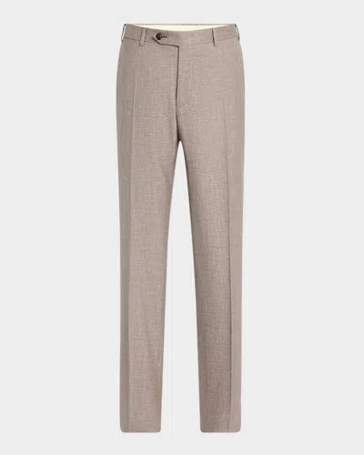 Canali Men's Melange Wool Dress Pants In Brown