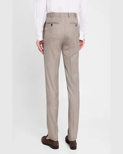 Canali Men's Melange Wool Dress Pants In Brown