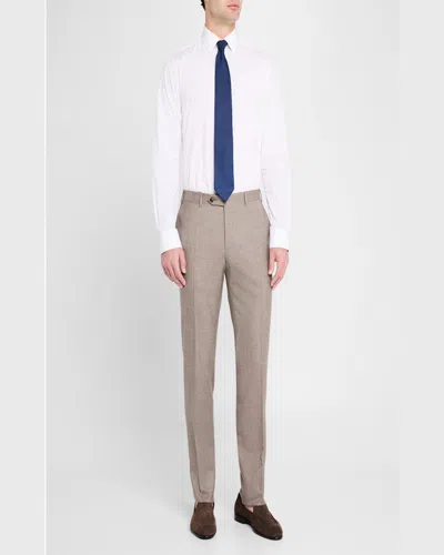 Canali Men's Melange Wool Dress Pants In Brown