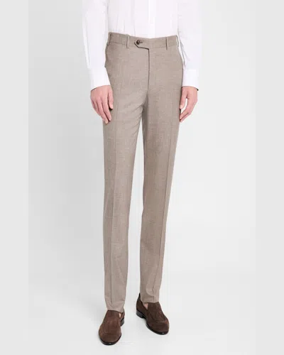 Canali Men's Melange Wool Dress Pants In Brown