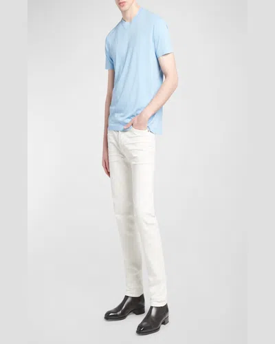 Tom Ford Sky Blue Crew Neck T-shirt In Lyocell