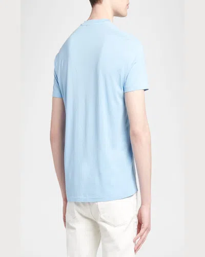 Tom Ford Sky Blue Crew Neck T-shirt In Lyocell