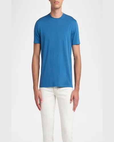 Tom Ford Sky Blue Crew Neck T-shirt In Lyocell