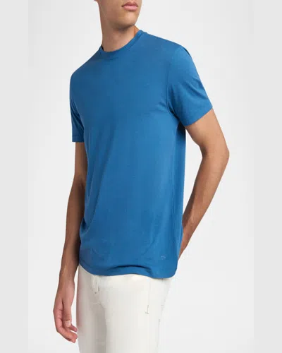 Tom Ford Sky Blue Crew Neck T-shirt In Lyocell
