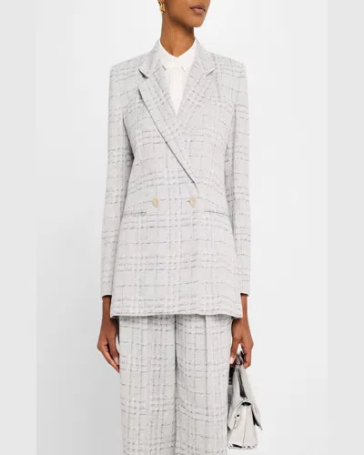 Emporio Armani Double-breasted Check Blazer In Natural