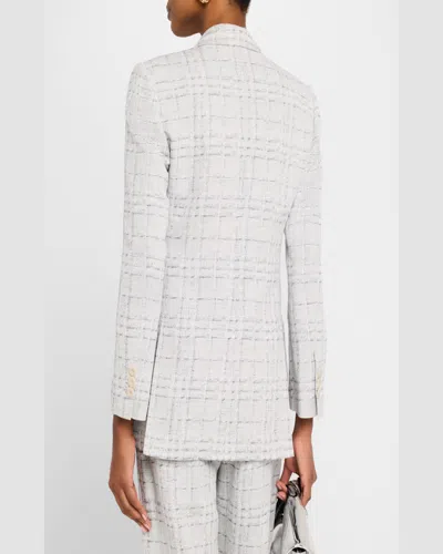 Emporio Armani Double-breasted Check Blazer In Natural