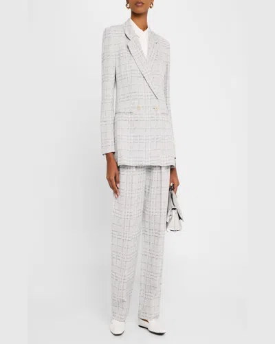 Emporio Armani Double-breasted Check Blazer In Natural