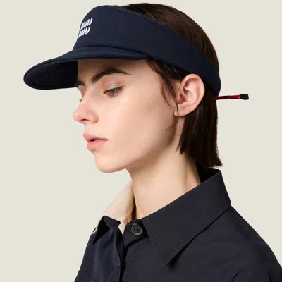 Miu Miu Denim Visor In Blue/red