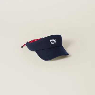 Miu Miu Denim Visor In Blue/red