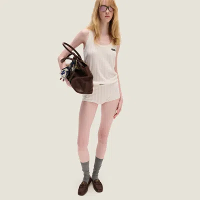 Miu Miu Openwork Cashmere Silk Shorts In White
