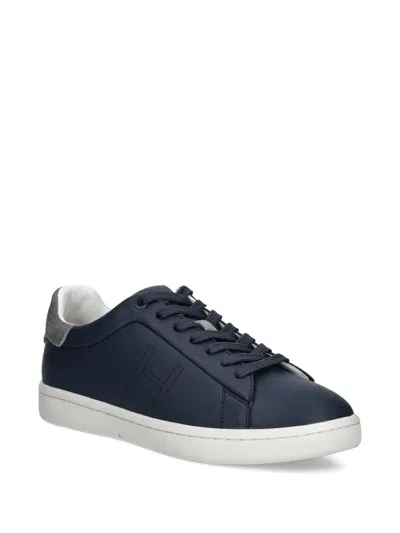 Hackett Bond Leather Sneakers In Blue