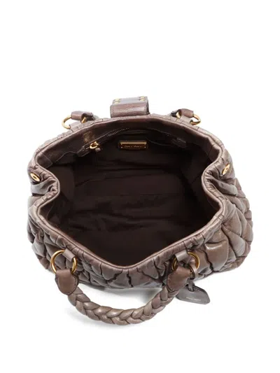 Pre-owned Miu Miu 2000-2020 Matelassé Two-way Handbag In Brown