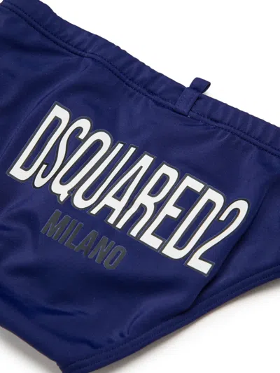 Dsquared2 Logo-print Swim Briefs In Blue