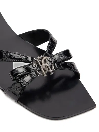 Roberto Cavalli Low Sandals With Mirror Snake Monogram In Black