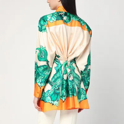 Etro Printed Collared Shirt With Cuffed Long Sleeves In Multicolor