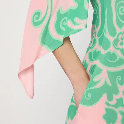 Etro Multicolor Long Dress With Round Neck And All-over Floral Print In Viscose Woman In Purple