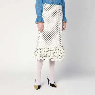 Valentino Womens Betulla Nero Polka-dot Ruffled Woven Midi Skirt In Black