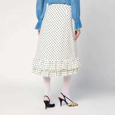 Valentino Womens Betulla Nero Polka-dot Ruffled Woven Midi Skirt In Black