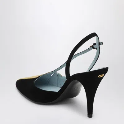 Valentino Foliefoliage 90 Suede Slingback Pumps In Black